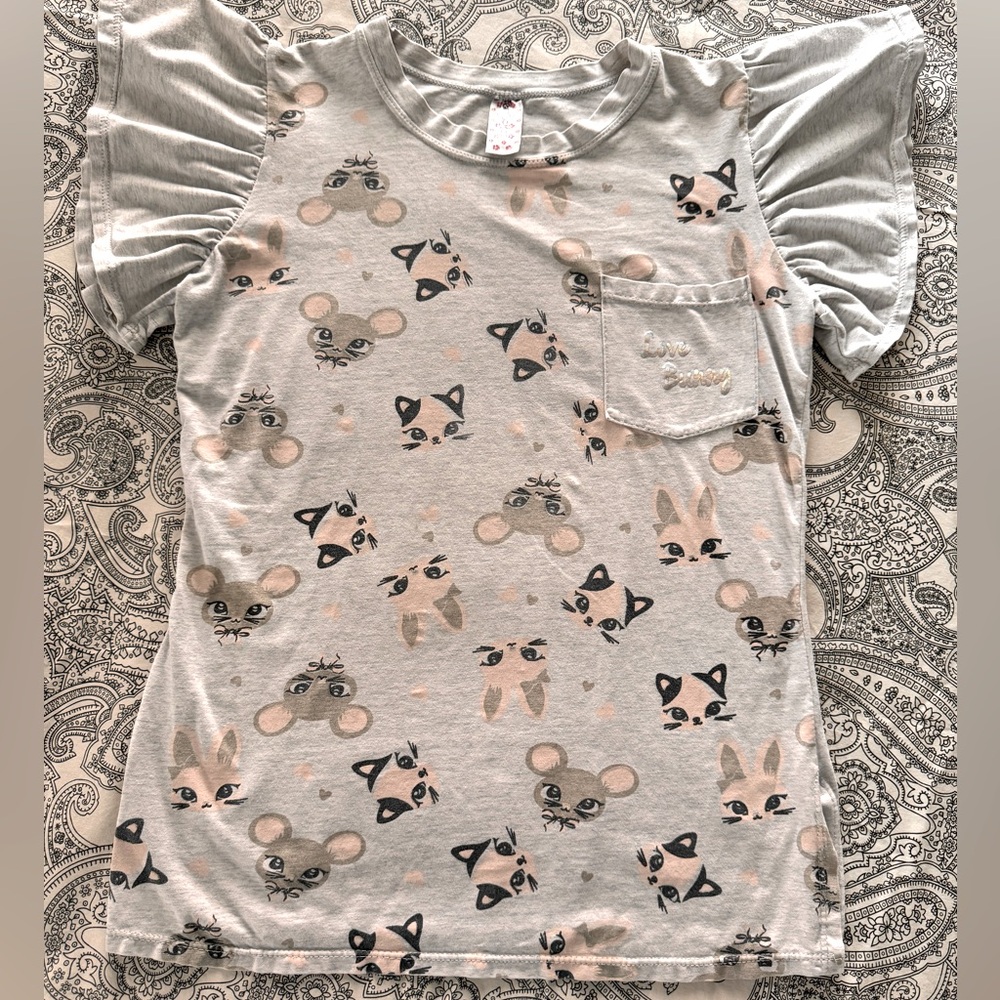 Gray Shirt with Animal Print